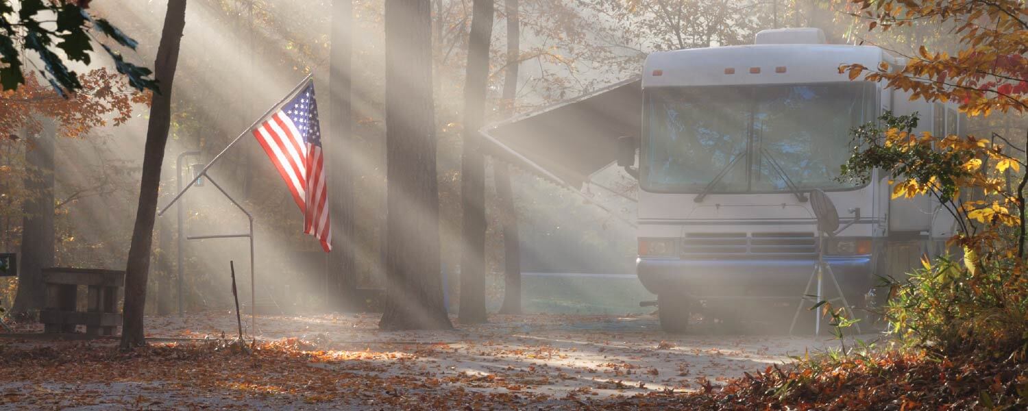 rv and american flag