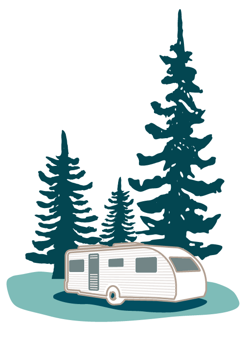 illustration rv trailer and trees