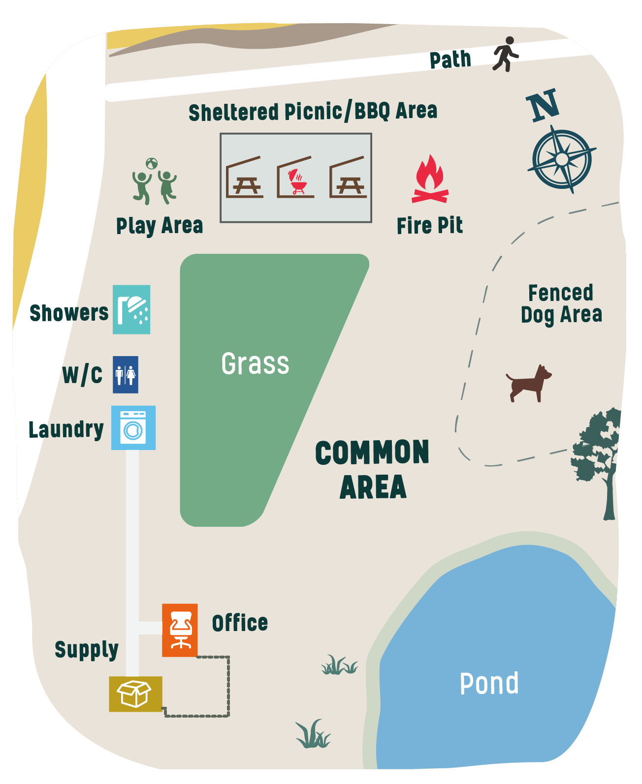 close up detail of common areas map